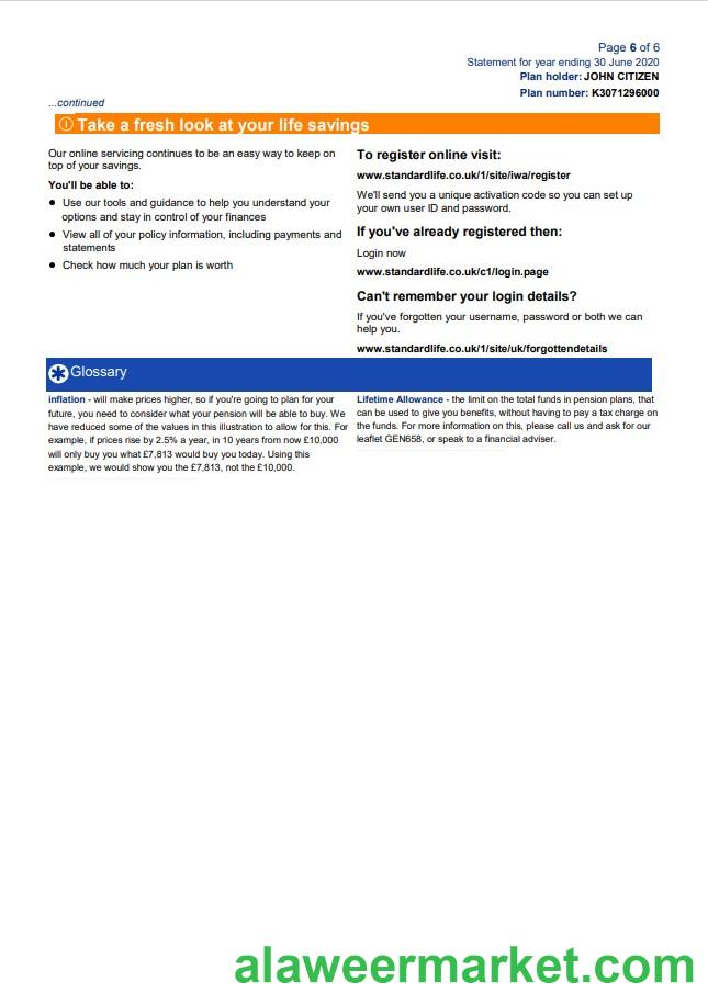 United Kingdom Standard Life utility bill template in Word and PDF format, 7 pages 7